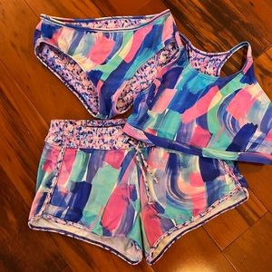 Athleta Girl Swim Bikini with Shorts 3-Piece
